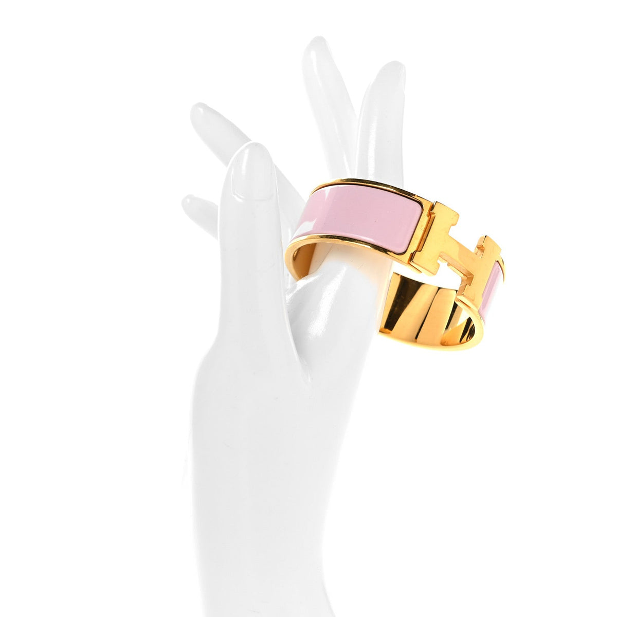 Enamel Wide Clic Clac H Bracelet PM Rose Dragee