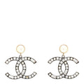 Crystal Pearl CC Drop Earrings Gold Silver