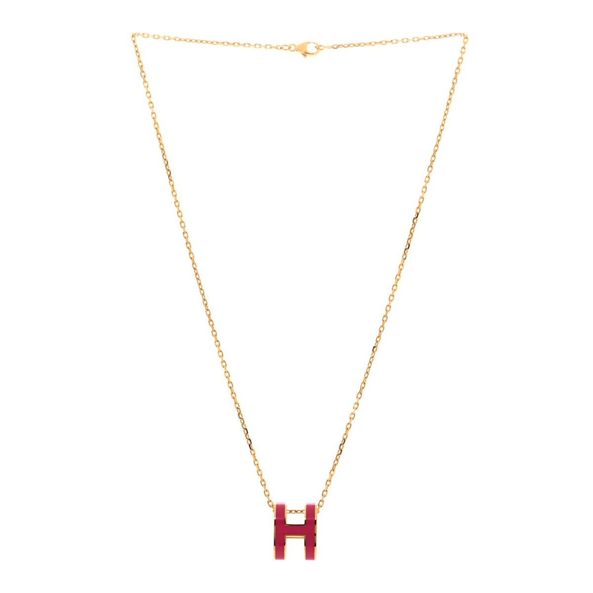 Lacquered Gold Pop H Pendant Necklace Rose Indien
