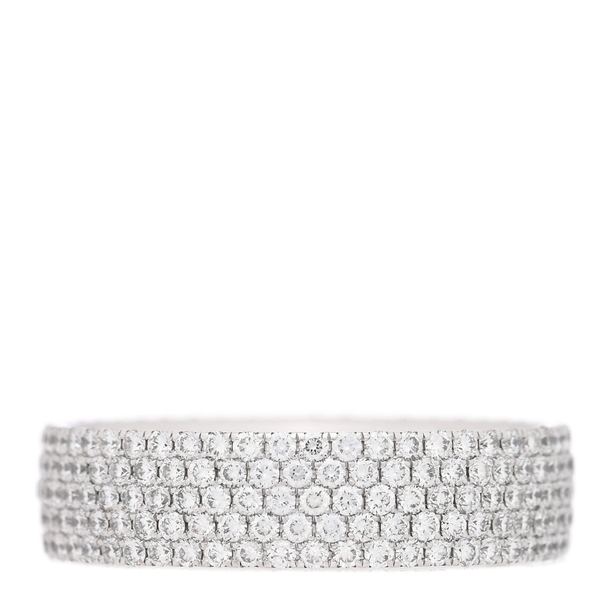 18K White Gold Diamond Metro Five-Row Ring 52 6