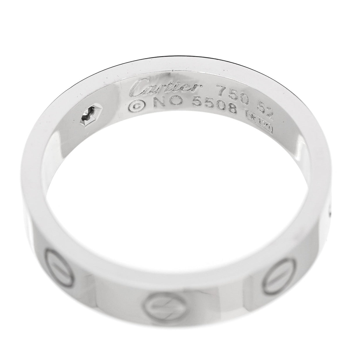 18K White Gold Diamond 4mm LOVE Wedding Band Ring 52 6