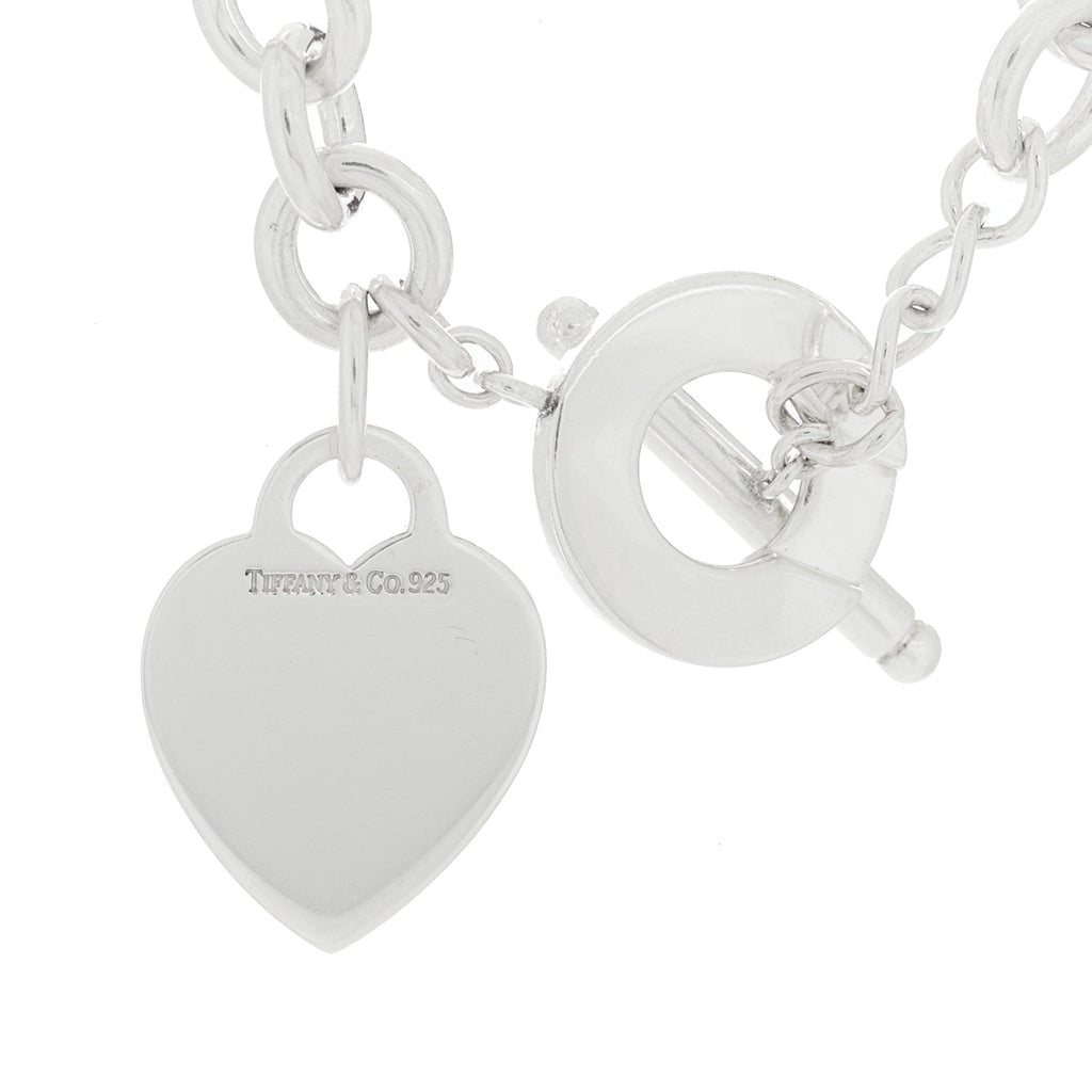 Sterling Silver Heart Tag Toggle Necklace