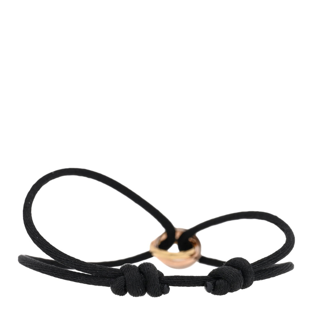 18k Pink Yellow White Gold Trinity Adjustable Cord Bracelet Black