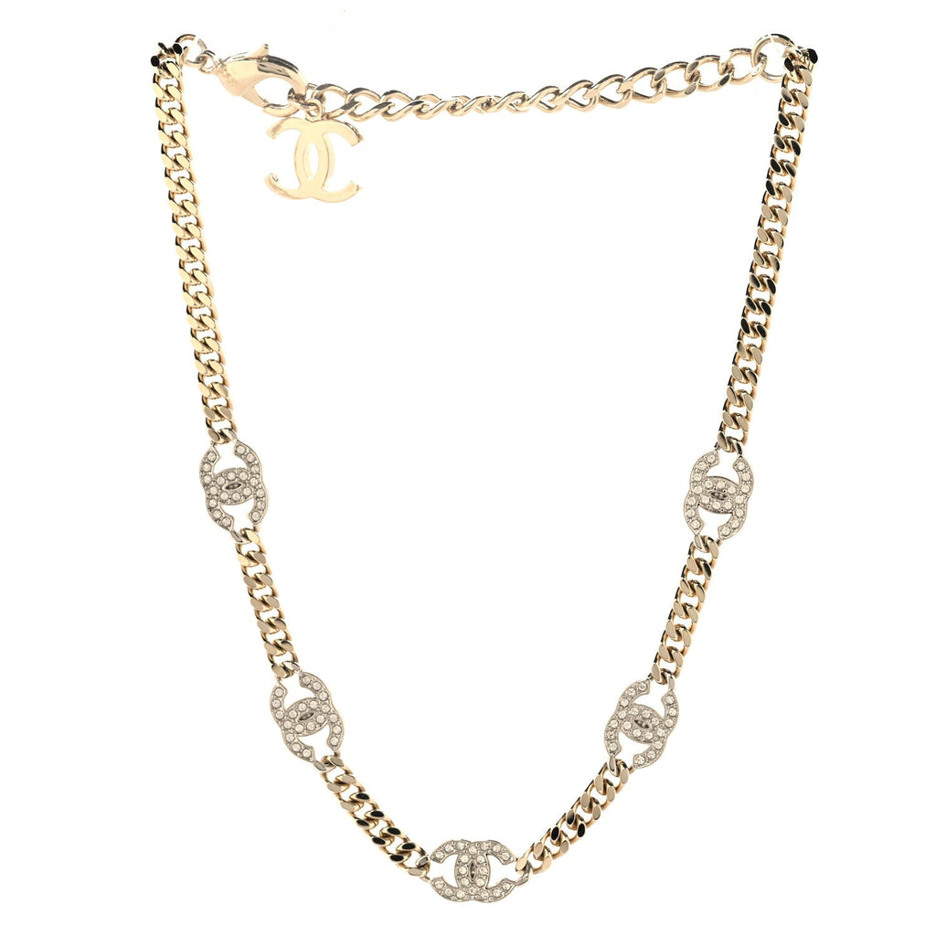 Crystal Chain CC Choker Gold Silver