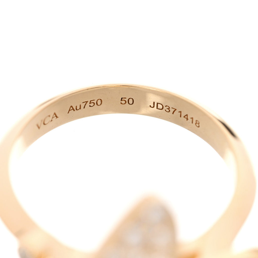 18K Yellow Gold Diamond Two Butterfly Ring 50 5.25