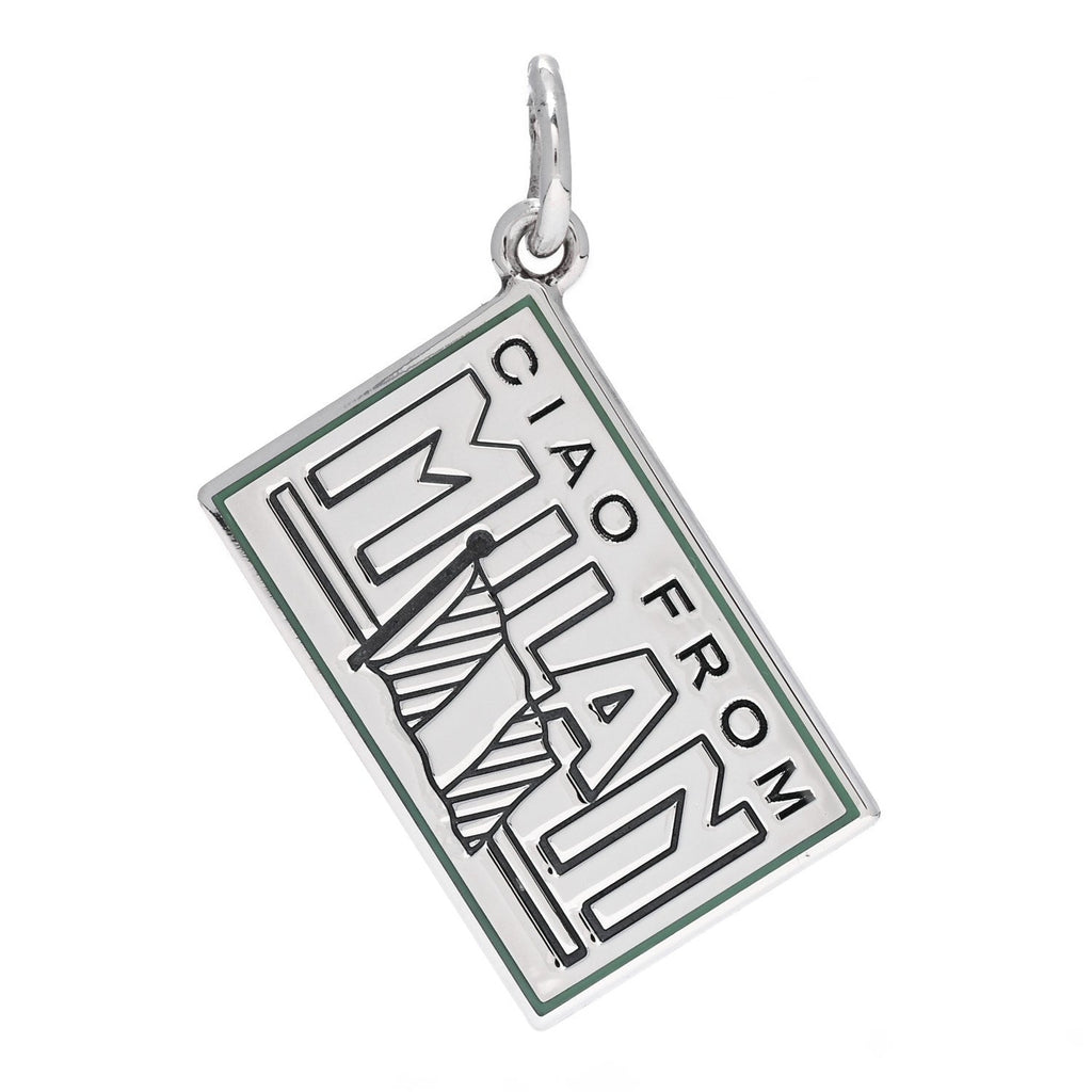 Sterling Silver Enamel Milan Postcard Charm Blue