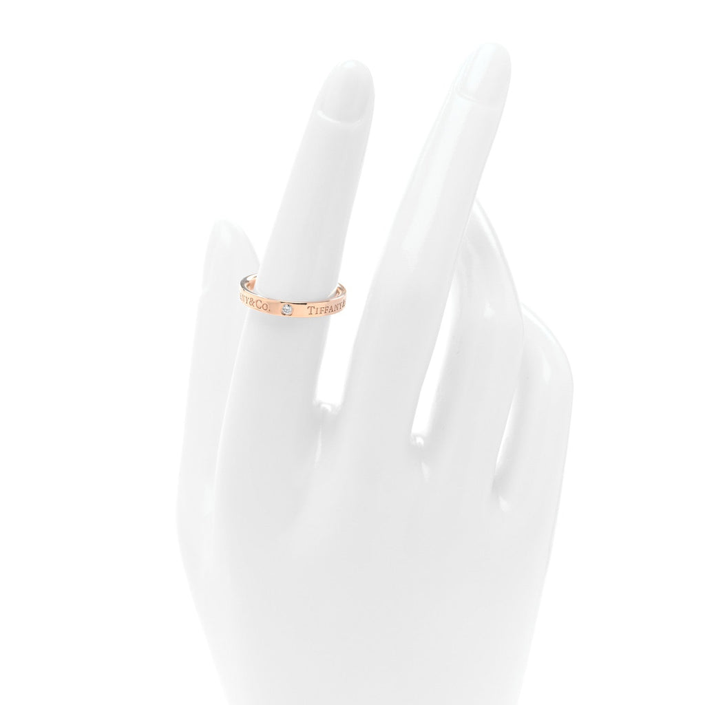 18K Rose Gold Diamond Logo Band Ring 53 6.25