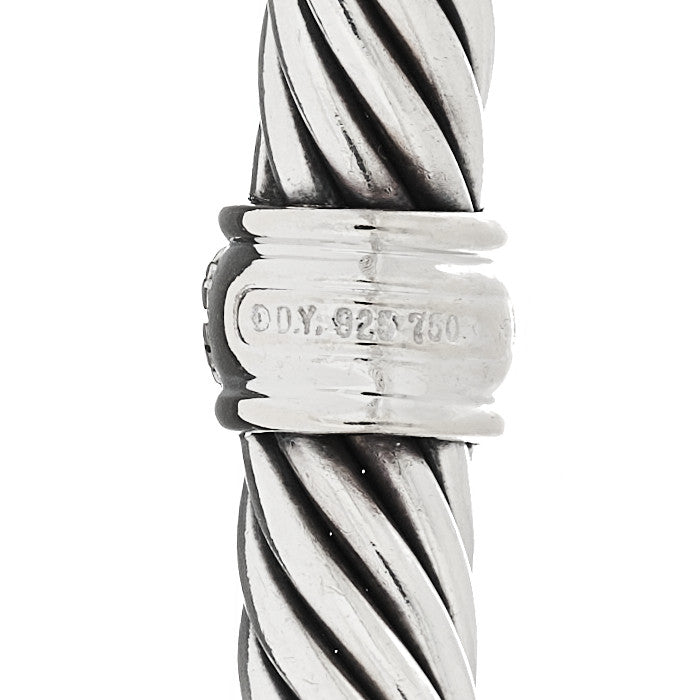 Sterling Silver 18K White Gold Diamond 7mm Cable Classics Station Bracelet