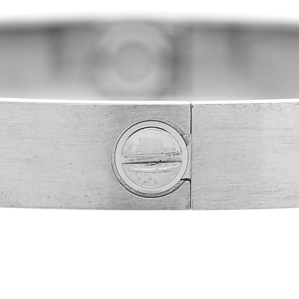 18K White Gold Brushed Finish LOVE Bracelet 18