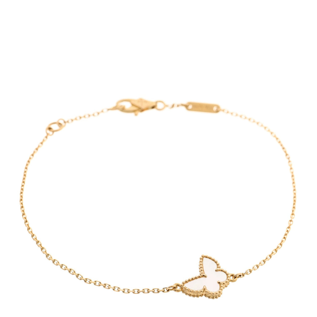 18K Yellow Gold Mother of Pearl Sweet Alhambra Butterfly Bracelet