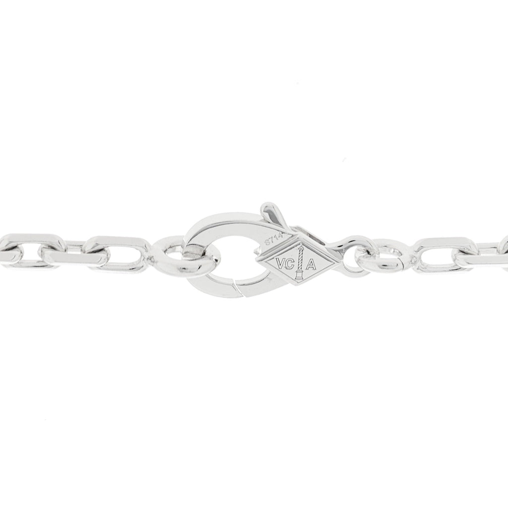 18K White Gold Chalcedony 10 Motifs Vintage Alhambra Necklace
