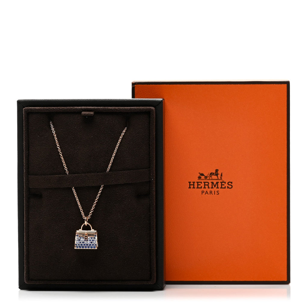 18K Rose Gold Blue Sapphire Kelly Amulettes Pendant Necklace