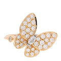 18K Yellow Gold Diamond Two Butterfly Ring 50 5.25