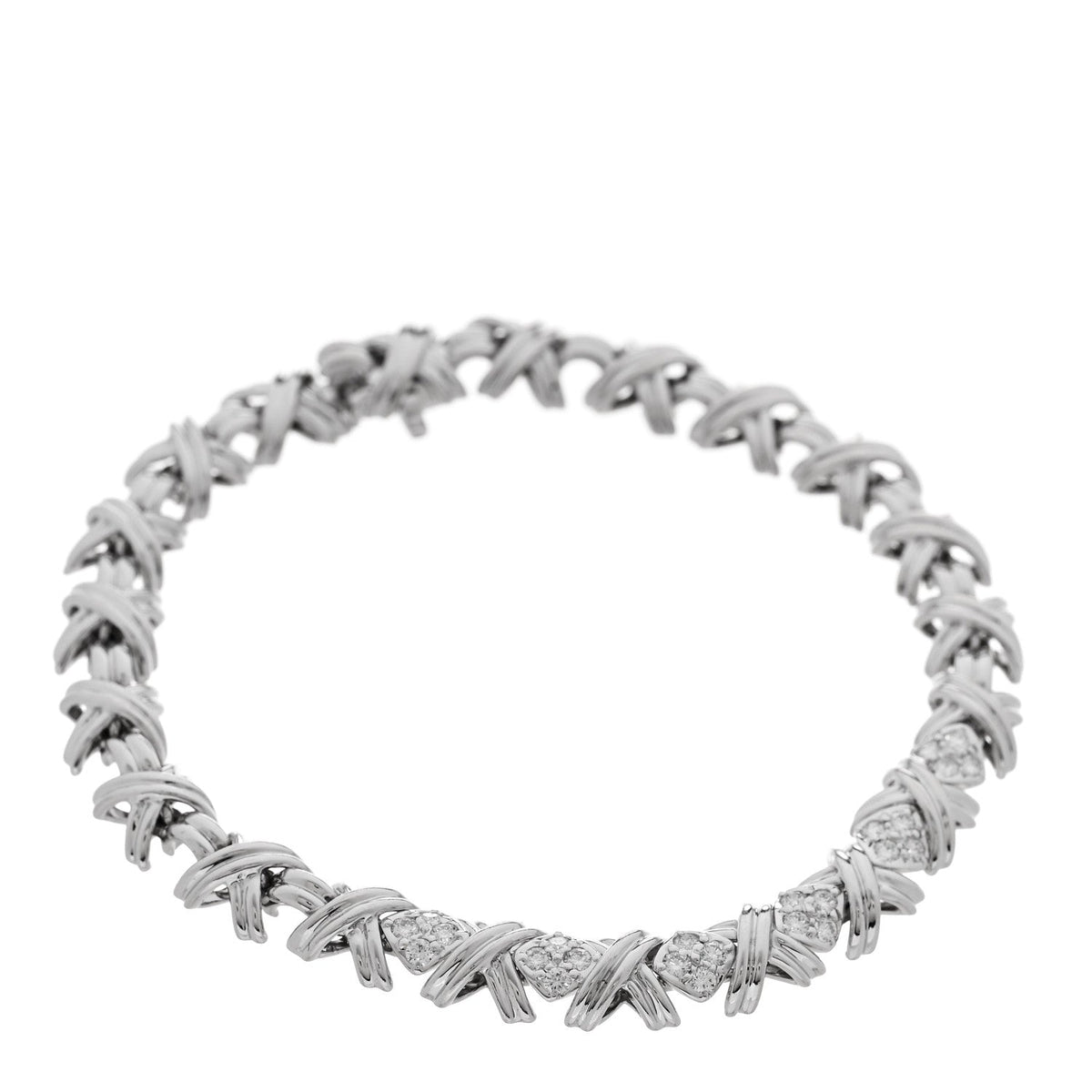 18K White Gold Diamond Signature X Bracelet