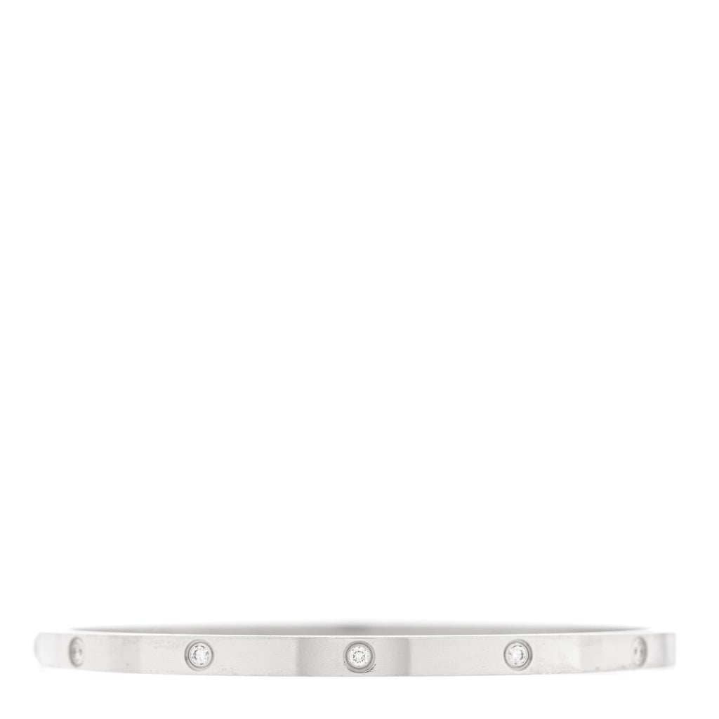18K White Gold 10 Diamond Small LOVE Bracelet 17