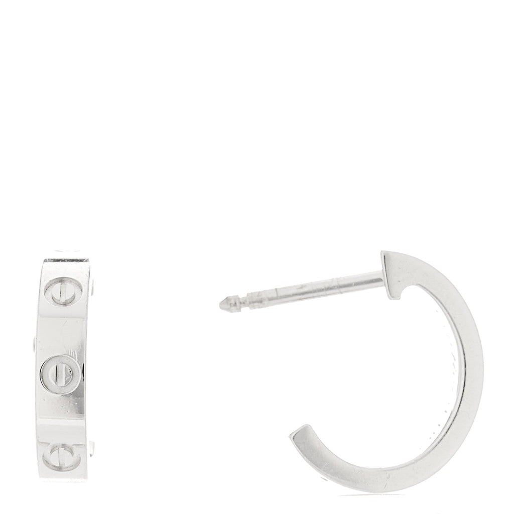 18K White Gold Small LOVE Hoop Earrings