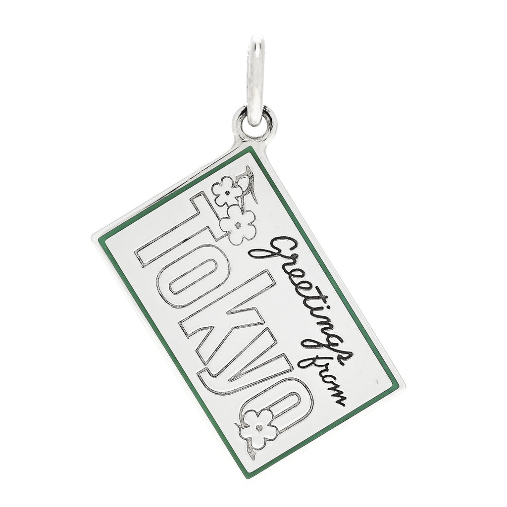 Sterling Silver Enamel Tokyo Postcard Charm Blue