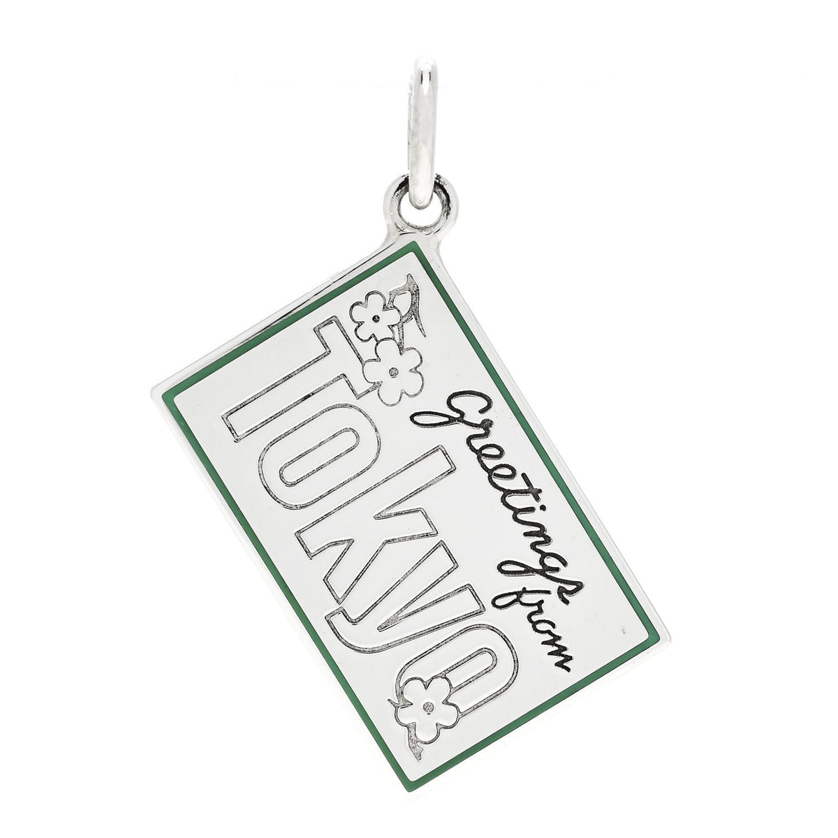 Sterling Silver Enamel Tokyo Postcard Charm Blue