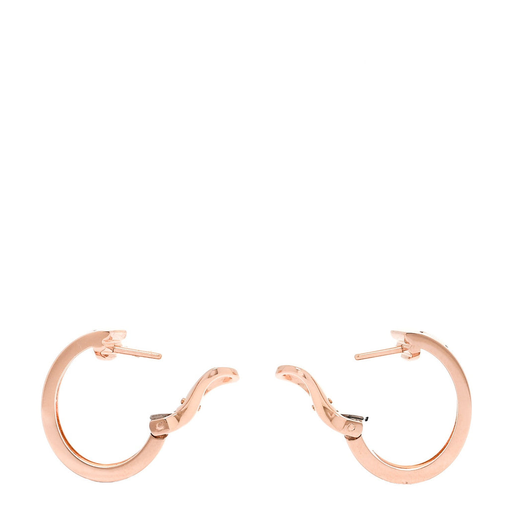 18K Pink Gold 2 Diamond 5.5mm LOVE Hoop Earrings