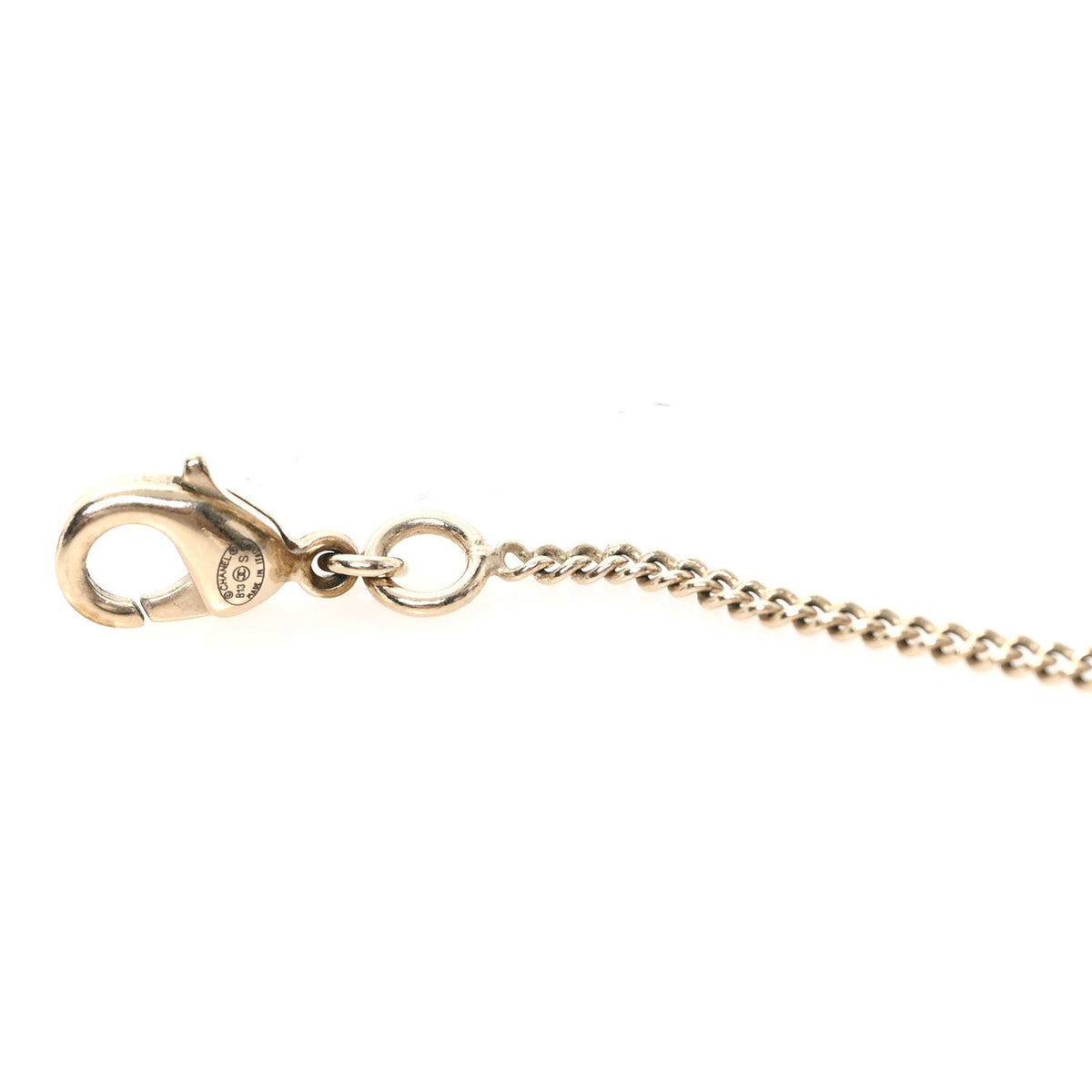 Metal Glitter Resin Pearl CC Drop Necklace Gold