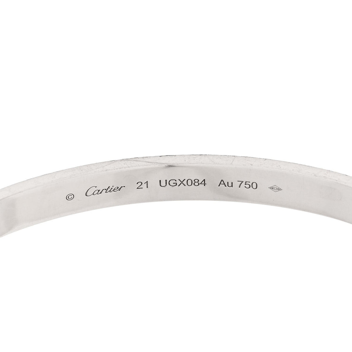 18K White Gold Brushed Finish LOVE Bracelet 21