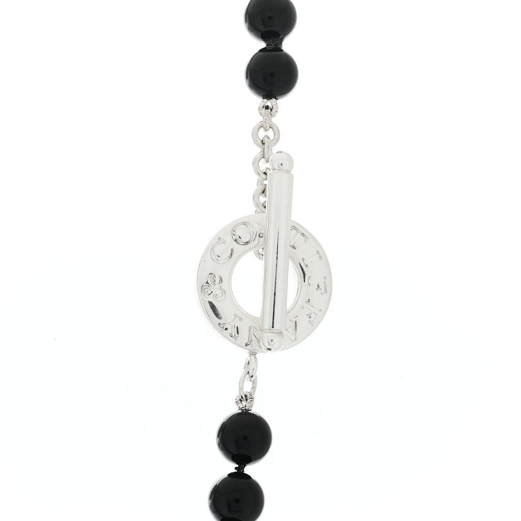 Sterling Silver Black Onyx Bead Toggle Necklace