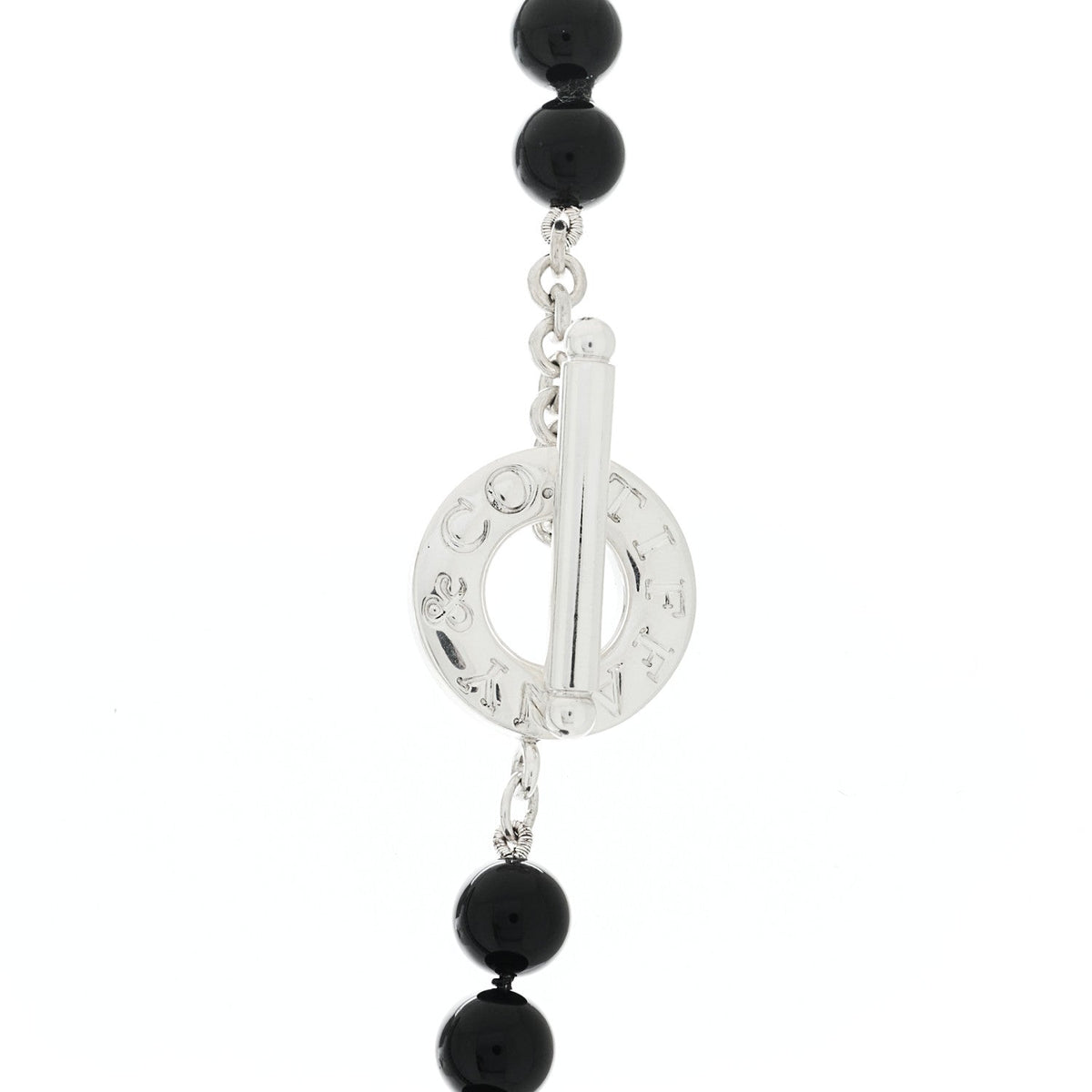Sterling Silver Black Onyx Bead Toggle Necklace