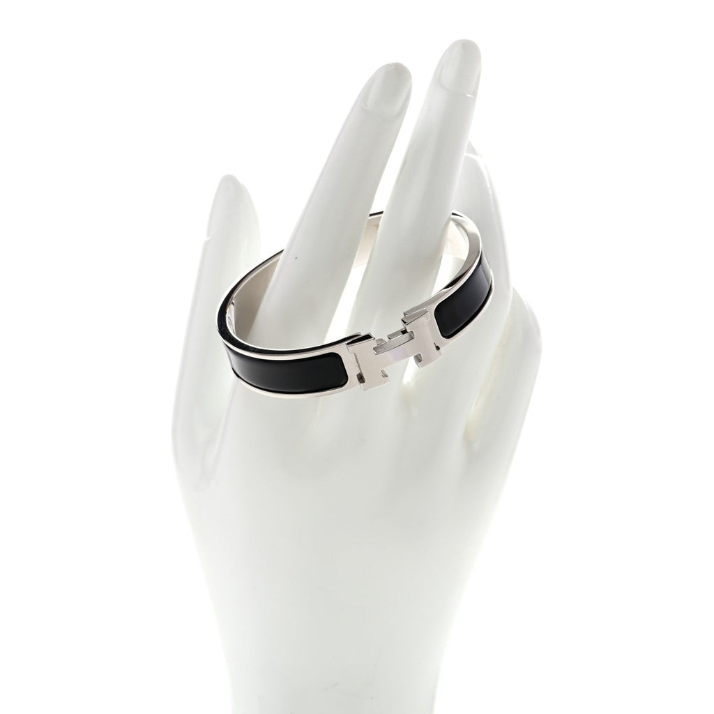 Enamel Narrow Clic Clac H PM Bracelet Black