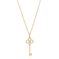18K Yellow Gold Diamond Crown Key Pendant Necklace