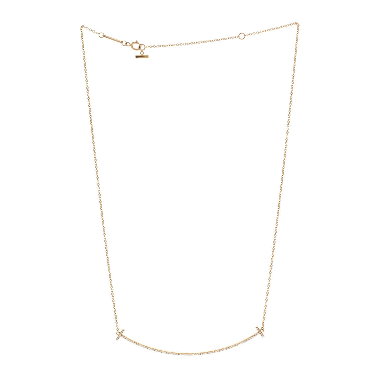 18K Yellow Gold Diamond Large T Smile Pendant Necklace