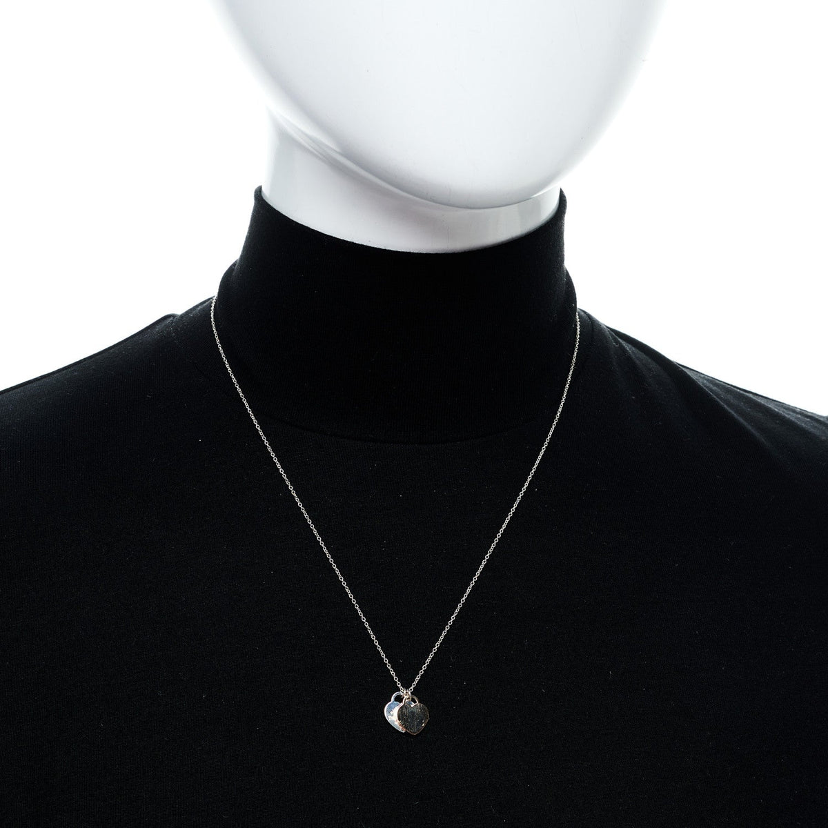 Sterling Silver 18K Rose Gold Mini Return to Tiffany Double Heart Tag Pendant Necklace