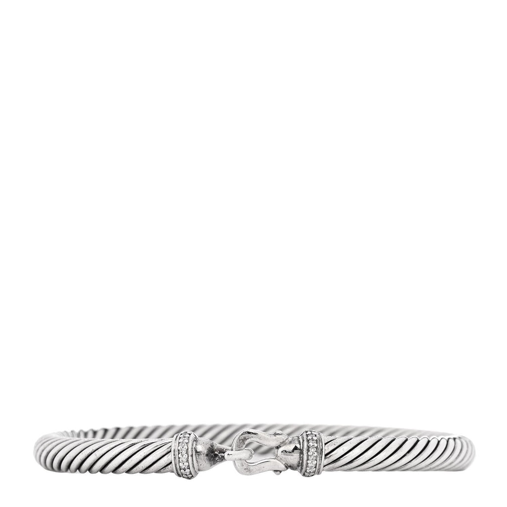 Sterling Silver Diamond 5mm Cable Buckle Bracelet