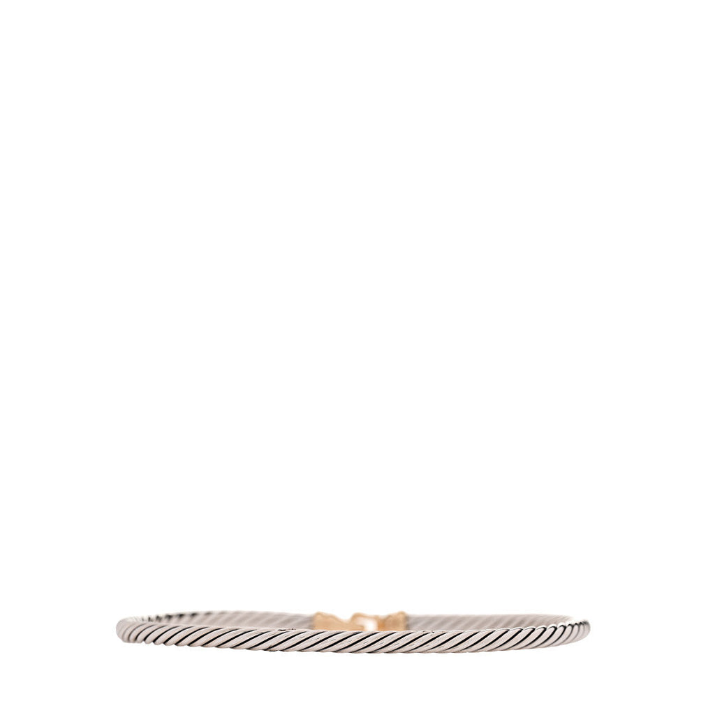 Sterling Silver 18K Yellow Gold 3mm Cable Buckle Bracelet