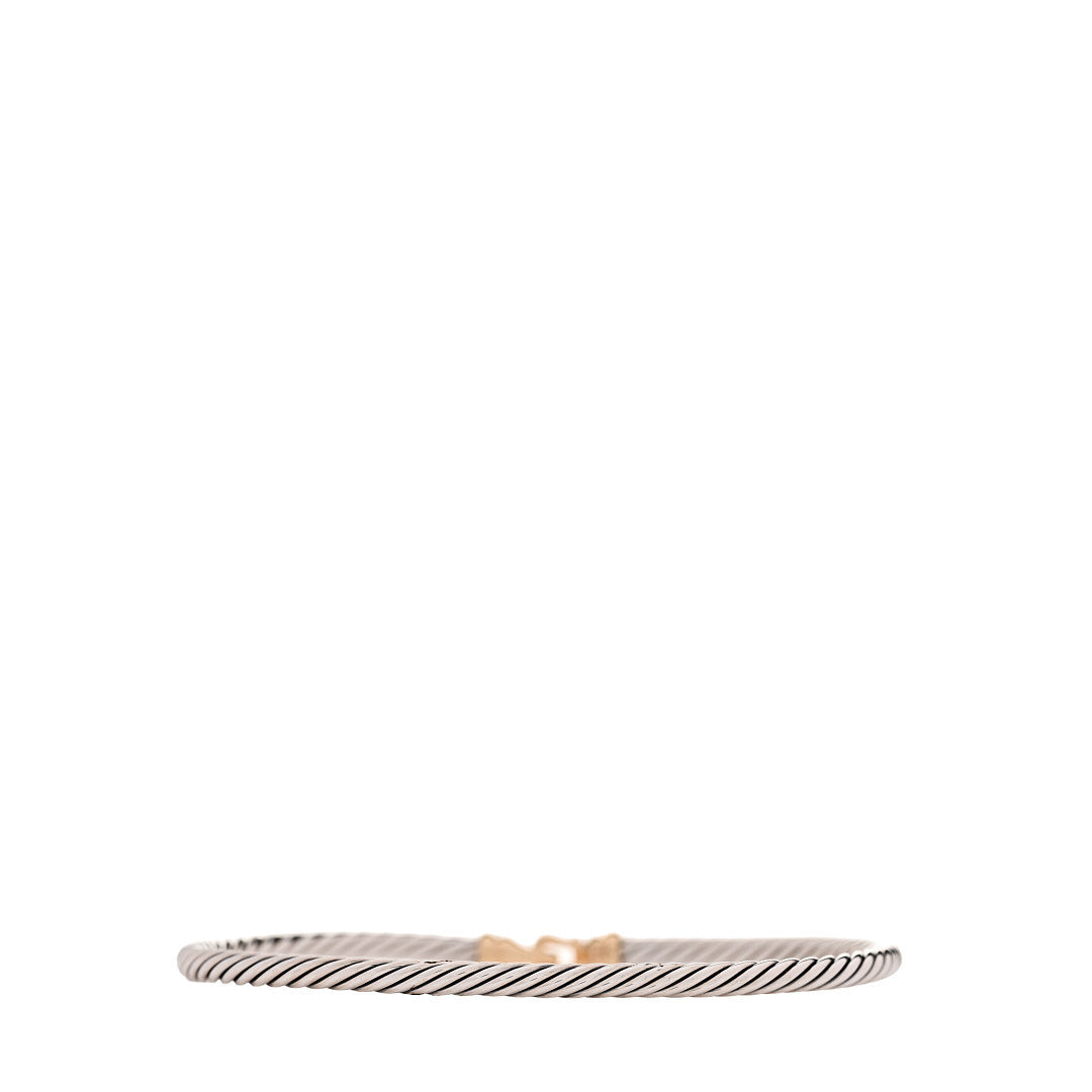 Sterling Silver 18K Yellow Gold 3mm Cable Buckle Bracelet