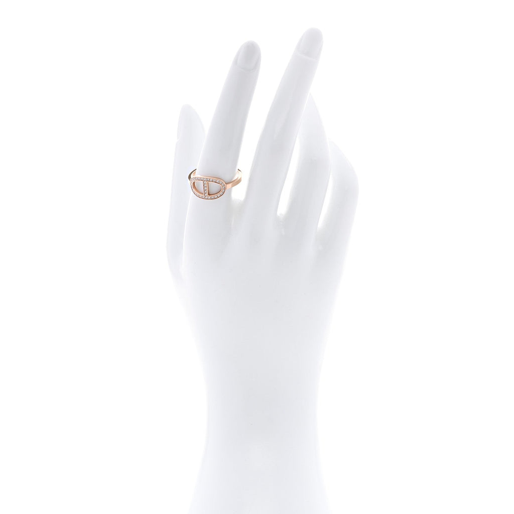 18K Rose Gold Diamond MM Chaine d'Ancre Contour Ring 59 8.75