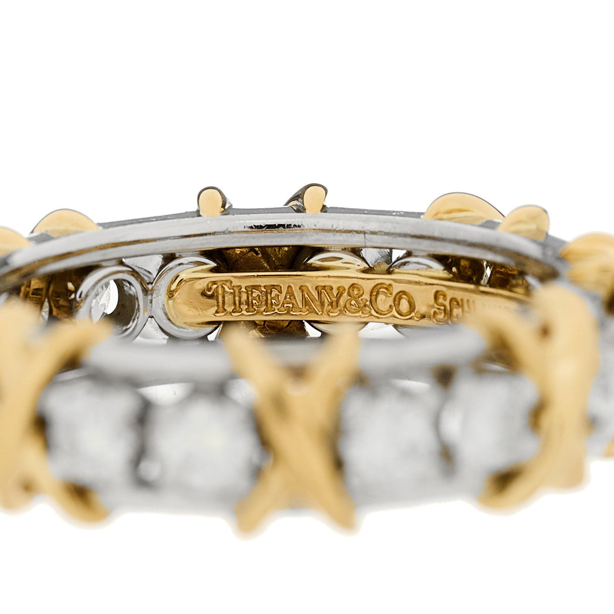 Platinum 18K Yellow Gold Diamond Schlumberger Sixteen Stone Ring 54 6.75