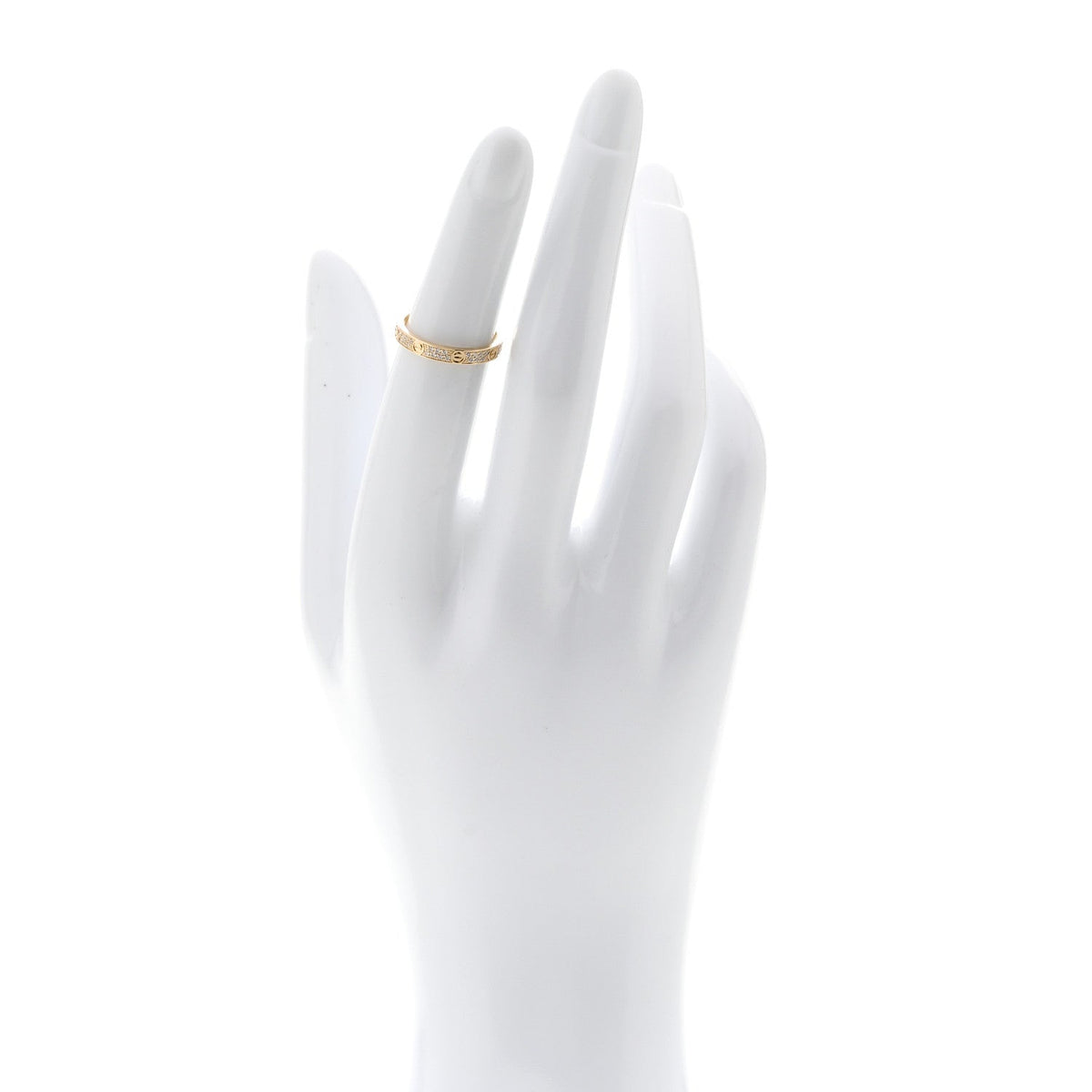 18K Yellow Gold Diamond 2.6mm LOVE Paved Band Ring 48 4.5