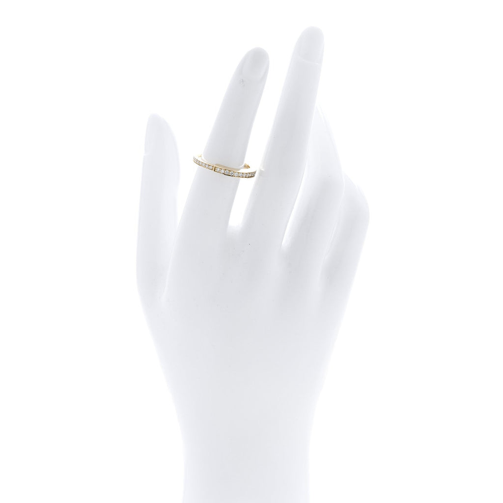 18K Yellow Gold Diamond Lock Pave Ring 53 6.5
