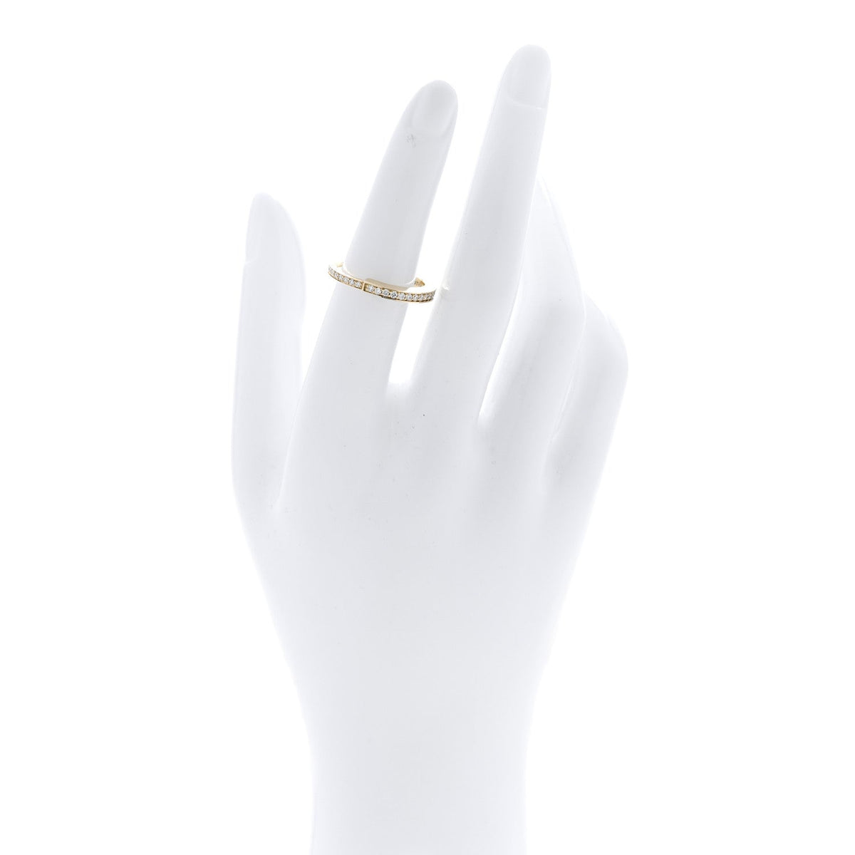18K Yellow Gold Diamond Lock Pave Ring 53 6.5