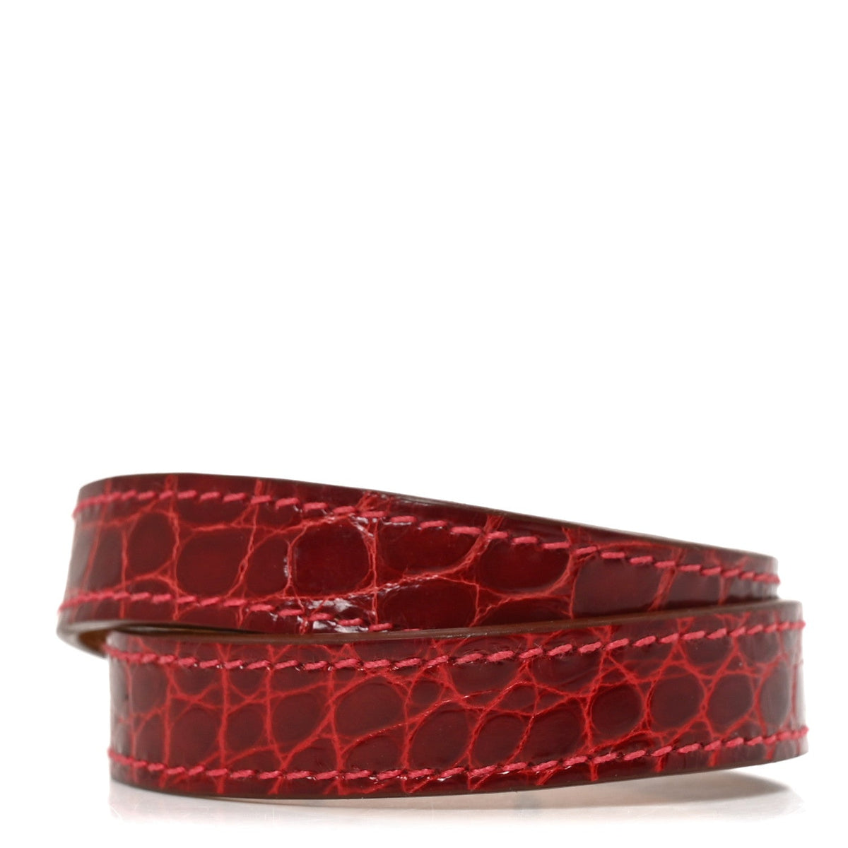 Shiny Alligator Kelly Double Tour Bracelet S Fuchsia