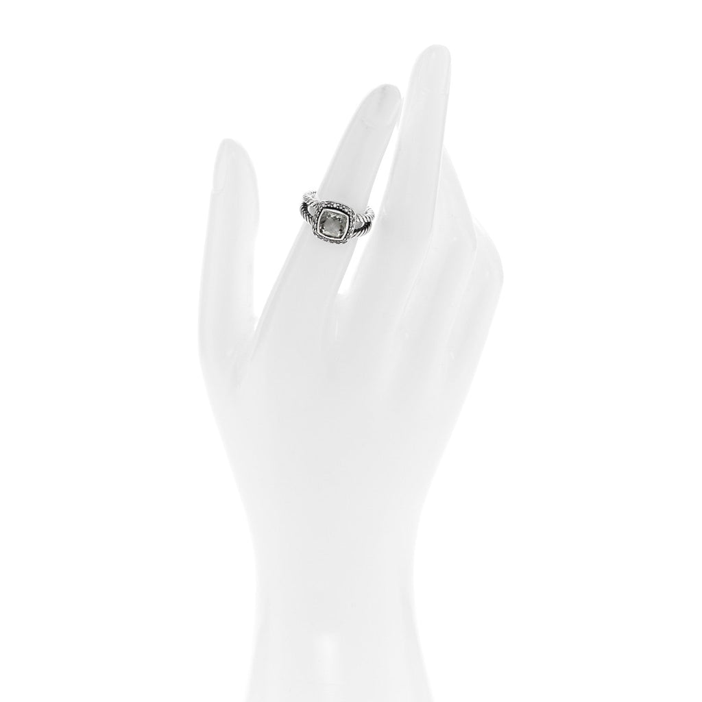 Sterling Silver Diamond Prasiolite 7mm Petite Albion Ring 48 4.5