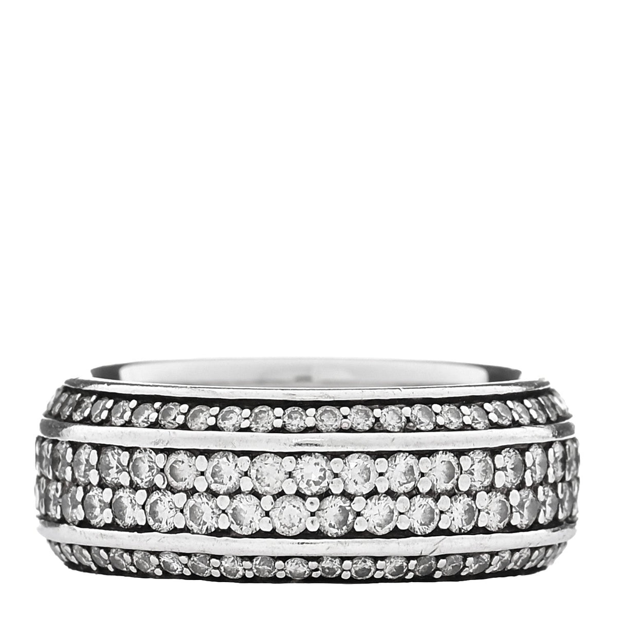 Sterling Silver Diamond 8.5mm Streamline Beveled Band Ring 56 7.75