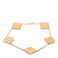 18K Yellow Gold Diamond 5 Motifs Guilloche Vintage Alhambra Bracelet