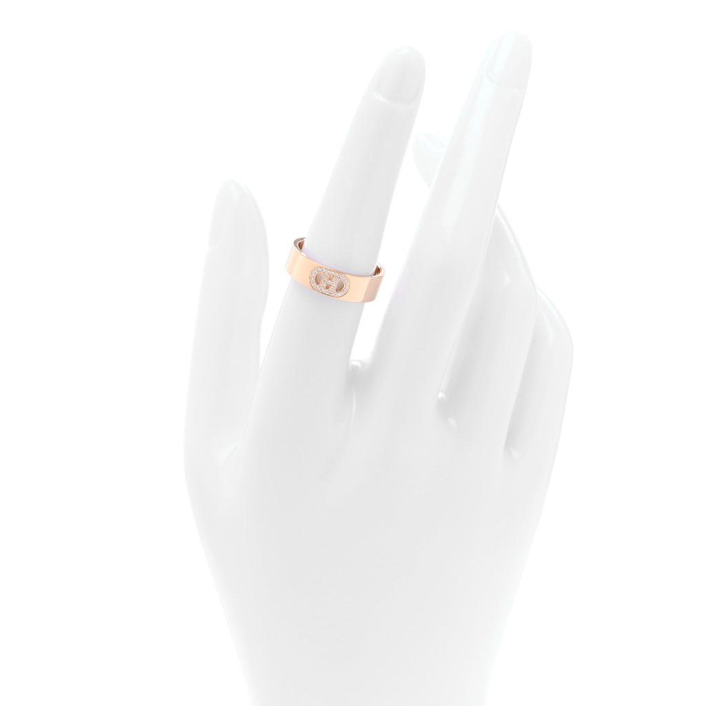 18K Rose Gold Diamond PM H D'Ancre Ring 54 7