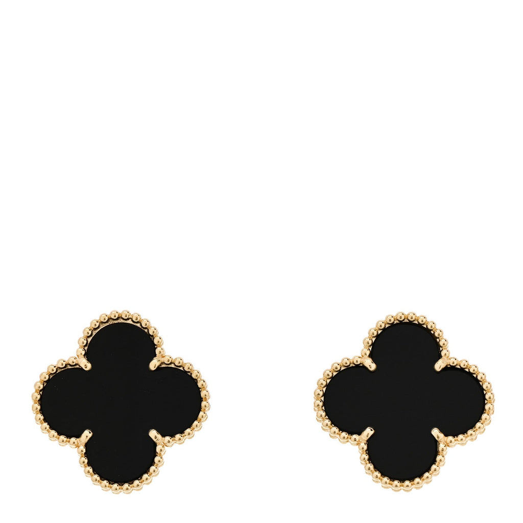 18K Yellow Gold Black Onyx Magic Alhambra Earrings