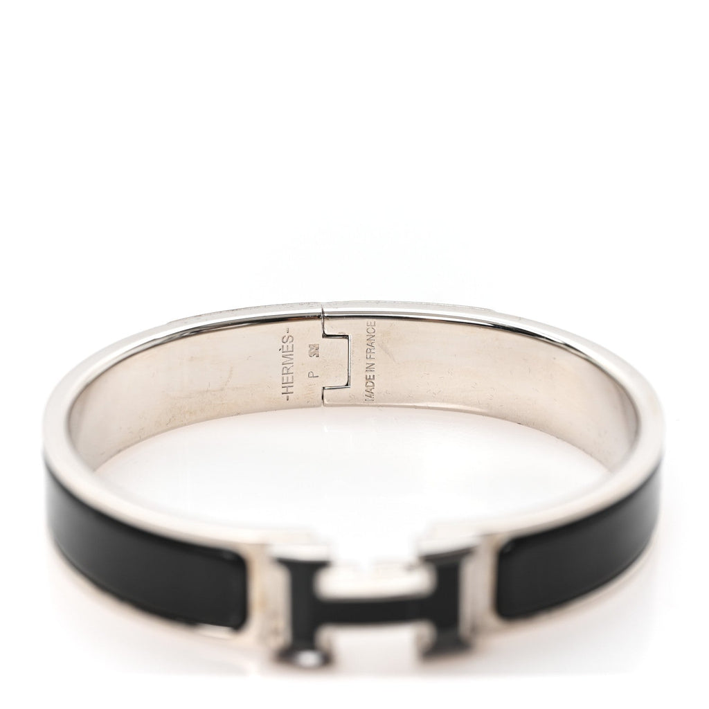 Enamel Narrow Clic Clac H Bracelet PM Black