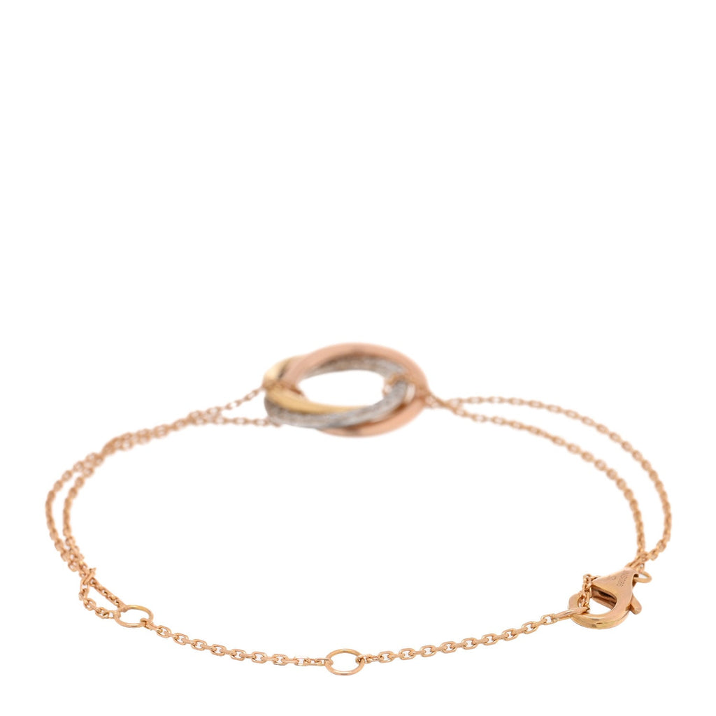 18K Pink Yellow White Gold Diamond Trinity Bracelet