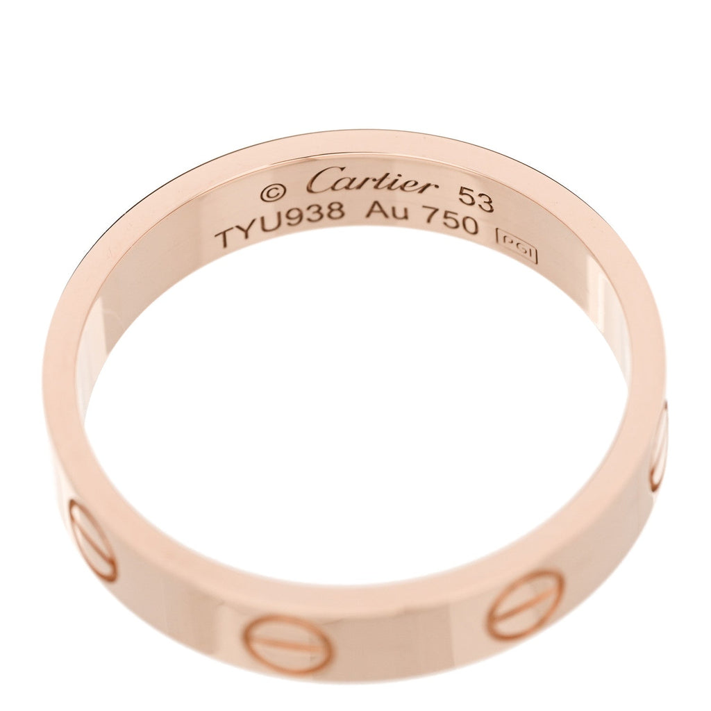 18K Pink Gold 3.5mm LOVE Wedding Band Ring 53 6.5