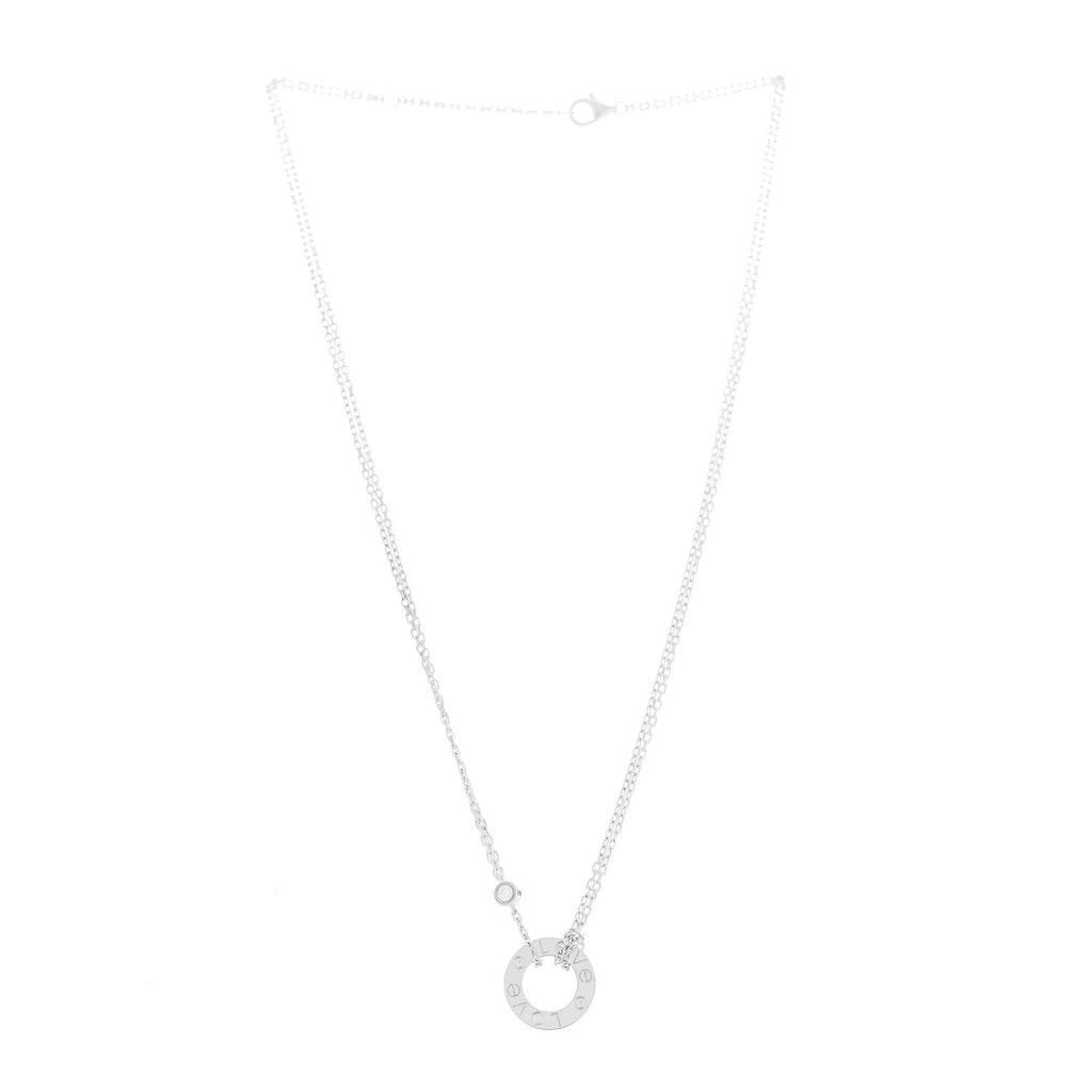 18K White Gold 2 Diamond LOVE Necklace