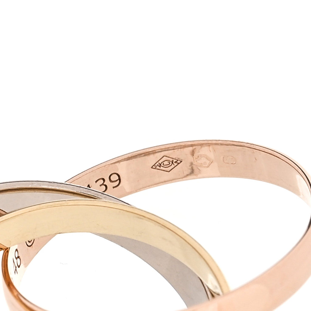 18K White Yellow Pink Gold Diamond Small Trinity Paved Ring 48 4.5
